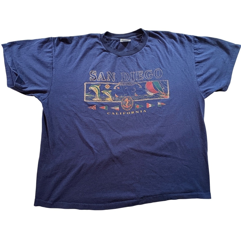 Kingstree Classic San Diego Graphic T-Shirt Mens‎ XL Navy Single Stitch Vintage